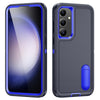 For Samsung Galaxy S24+ / S25+ 5G Rugged PC Hybrid Silicone Phone Case with Holder(Dark Blue+Royal Blue)