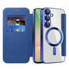 For Samsung Galaxy A56 5G Shield MagSafe RFID Anti-theft Rhombus Leather Phone Case(Dark Blue)