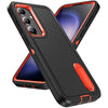 For Samsung Galaxy S24 / S25 5G Rugged PC Hybrid Silicone Phone Case with Holder(Black+Orange)