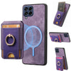 For Samsung Galaxy M33 5G Retro Splitable Magnetic Stand Card Bag Leather Phone Case(Purple)