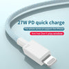 27W PD USB-C / Type-C to 8 Pin Fast Charging Braided Data Cable, Cable Length: 1m(Pink)