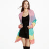 Loose Long Knitted Cardigan Women Sweater Jacket, Size: XL(Rainbow Stripes)