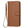 For Xiaomi Redmi K70 / K70 Pro YX0070 Carbon Fiber Buckle Leather Phone Case with Lanyard(Coffee)