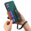 For Samsung Galaxy S25 Ultra 5G Retro Cross Wristband Wallet Leather Back Phone Case(Green)