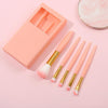 5 In 1 Windowed Mirror Case Portable Mini Multifunctional Makeup Brushes Cosmetic Tool Set(Pink)