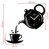Creative DIY Acrylic Coffee Cup Teapot 3D Wall Clock Decorative Kitchen Wall Clocks Living Room Dining Room Home Decor Clock(Gold)