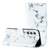 For Samsung Galaxy S25 5G Colored Drawing Marble Pattern Leather Phone Case(White Marble)