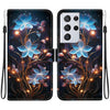 For Samsung Galaxy S21 Ultra 5G Crystal Texture Colored Drawing Leather Phone Case(Little Lantern Flower)