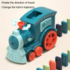 Children Dominoes Toy Train Electrical Music Light Train Automatic Casting Tokens Toy(Blue)