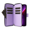 For iPhone 13 Pro Nine-card Slots Zipper Wallet Bag Leather Phone Case(Light Purple)