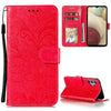 For Samsung Galaxy A32 4G Lace Flower Embossing Pattern Horizontal Flip Leather Case with Holder & Card Slots & Wallet & Photo Frame(Red)