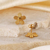 OPK GE941 1pair Vintage Stainless Steel Flower Earrings(Gold)