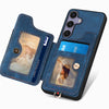 For Samsung Galaxy S25 5G Retro Skin-feel Ring Multi-card Wallet Phone Case(Blue)