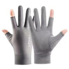 Free Code Summer Ice Silk Thin Sunscreen Gloves Fishing Non-slip Takeaway Rider Gloves(Two Finger Gray)
