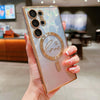 For Samsung Galaxy S25 Ultra 5G Dual-Love Feather Gradient Glitter MagSafe TPU Phone Case(Gold)