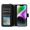 For iPhone 14 / 13 Nine-card Slots Zipper Wallet Bag Leather Phone Case(Black)