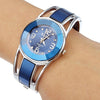 XinHua Women Diamond Mirror Surface Hollow Stainless Steel Bracelet Quartz Watch(Blue)