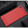 For Sony Xperia XA1 Brushed Texture Carbon Fiber Shockproof TPU Rugged Armor Protective Case(Red)