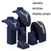 10x7.5x14cm Vertical Necklace Holder Jewelry Display Props Blue Microfiber Window Necklace Earring Ring Stand