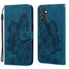 For Samsung Galaxy A36 5G Retro Skin Feel Butterflies Embossing Horizontal Flip Leather Phone Case(Blue)