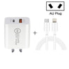 TCS-20WACA 20W PD Type-C + QC 3.0 USB Interface Fast Charging Travel Charger with USB-C / Type-C to 8 Pin Fast Charge Data Cable AU Plug