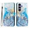 For Samsung Galaxy S25+ / S24+ 5G ENKAY Painted Leather Phone Case with Card Slots  Holder(Ocean Marble Pattern)