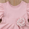 Girls Lace Princess Dress Trumpet Sleeve Three-dimensional Flower Dress, Kid size:110cm(Pink)