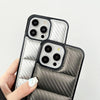 For iPhone 14 Carbon Fiber Texture Down Jacket Phone Case(Grey)