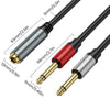 0.3m 6.35mm TRS Stereo Female to 2 x 6.35mm TS Male Mono Audio Adapter Cable(Black)