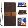 For Samsung Galaxy A35 5G Grid Stitching Leather Phone Case with Lanyard(Brown)