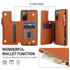 For Samsung Galaxy S20 FE Double Flap Zipper RFID Leather Phone Case with Short Lanyard(Brown)