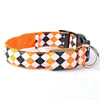 LED Dog Collar, Orange Plaid, L, USB Rechargeable, Medium Dogs