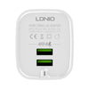 LDNIO A201 2.4A Dual USB Charging Head Travel Direct Charge Mobile Phone Adapter Charger With 8 Pin Data Cable (US Plug)