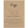 12 Zodiac Signs With Diamonds Necklace Card Rhinestones Collarbone Chain Pendant, Style: Virgo Golden
