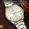 OLEVS 5563 Men Luminous Waterproof Quartz Watch(White + Gold)