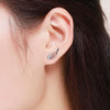 Sterling Silver Wing Earrings Simple S925 Silver Stud Earrings, Color:Silver