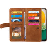 For Samsung Galaxy A36 Nine Card Zipper Bag Leather Phone Case with Lanyard(Brown)