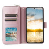 For Samsung Galaxy S23 FE 5G Nine-card Slots Zipper Wallet Bag Leather Phone Case(Rose Gold)