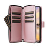 For Samsung Galaxy A55 Nine-card Slots Zipper Wallet Bag Leather Phone Case(Rose Gold)
