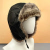 Autumn Winter Imitation Leather Outdoor Ride Hat Ear Protection Pilot Hat, Size: XL About 58-60cm(Black)