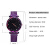 Luxury Mesh Ladies Clock Magnet Buckle Starry Diamond Geometric Quartz Wristwatch Women Watches(Purple)