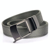 AWMN Men Nylon Cutout Automatic Buckle Toothless Belt, Length: 120cm(Dark Gray Black Line)