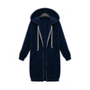 Women Hooded Long Sleeved Sweater In The Long Coat, Size:XXL(Navy Blue)