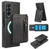 For Samsung Galaxy Z Fold4 Zipper Wallet Split MagSafe Leather Back Phone Case(Black)