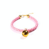 Pink PU Leather Cat Collar with Bell, Adjustable, S (20-25cm)