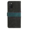 For Samsung Galaxy A03s 164mm Grid Stitching Leather Phone Case with Lanyard(Black)