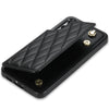 For Samsung Galaxy S23 5G Rhombic Dual Buckle Card Slots Phone Case with Lanyard(Black)