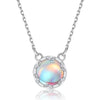 S925 Sterling Silver Gradient Round Moonstone Clavicle Chain Nacklace Jewelry (Blue)