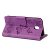 For Galaxy J7 (2017) (EU Version) Pressed Flowers Butterfly Pattern Horizontal Flip Leather Case with Holder & Card Slots & Wallet & Lanyard (Purple)
