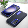 For Samsung Galaxy S24+ / S25+ 5G Rugged PC Hybrid Silicone Phone Case with Holder(Dark Blue+Royal Blue)